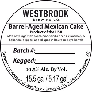 Westbrook Brewing Company Barrel-aged Mexican Cake January 2015