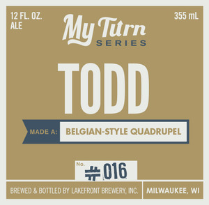 Lakefront Brewery Todd Made A Belgian-style Quadrupel January 2015