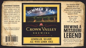 Crown Valley Brewing Co Lemonade Shandy February 2015