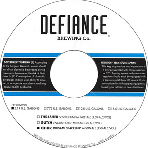 Defiance Brewing Co. Origami Spaceship
