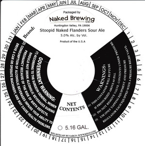 Naked Brewing Company Stoopid Naked Flanders Sour Ale February 2015