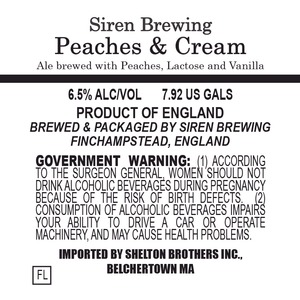 Siren Brewing Peaches & Cream