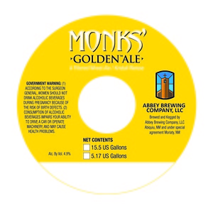 Abbey Brewing Company Monks' Golden Ale February 2015