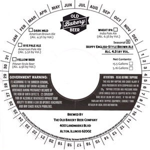 The Old Bakery Beer Company Hoppy English-style Brown Ale February 2015