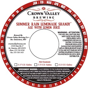 Crown Valley Brewing Co Summer Rain Lemonade Shandy