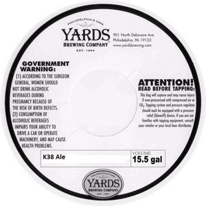 Yards Brewing Company K38 Ale February 2015