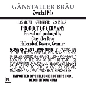 GÄnstaller BrÄu Zwickel Pils