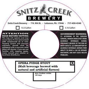 Snitz Creek Brewery Opera Fudge Stout February 2015