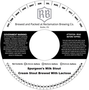 Spurgeon's Milk Stout February 2015