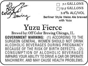 Off Color Brewing Yuzu Fierce February 2015