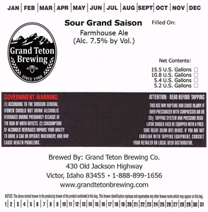 Grand Teton Brewing Company Sour Grand Saison February 2015