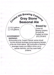 Cricket Hill Brewing Company Gray Stone Seasonal Ale