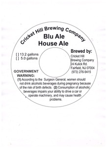 Cricket Hill Brewing Company Blu Ale House Ale