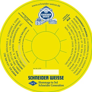 Schneider Weisse Tapx Hommage To 3rd Schneider Generation