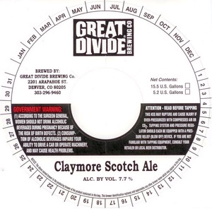 Great Divide Brewing Company Claymore Scotch Ale