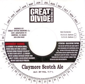 Great Divide Brewing Company Claymore Scotch Ale