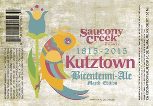 Saucony Creek Brewing Company Kutztown Bicentenni - Ale February 2015