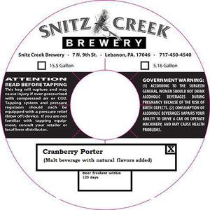 Snitz Creek Brewery Cranberry Porter February 2015