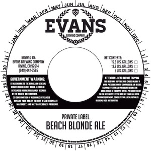 Private Label Beach Blonde Ale February 2015