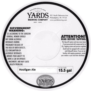 Yards Brewing Company Hooligan Ale February 2015