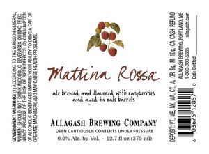 Allagash Brewing Company Mattina Rossa February 2015