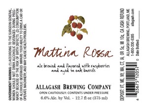 Allagash Brewing Company Mattina Rossa