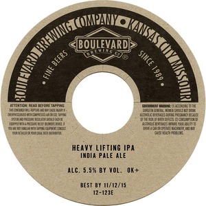 Boulevard Brewing Company Heavy Lifting IPA India Pale Ale