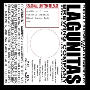 The Lagunitas Brewing Company Onehitter Citrus Sinensis Imperial March 2015