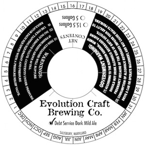 Evolution Craft Brewing Company Debt Service Dark Mild Ale