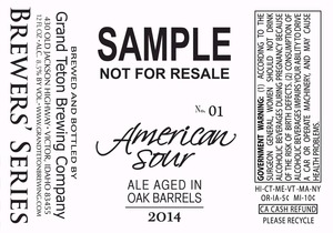Grand Teton Brewing Company American Sour March 2015
