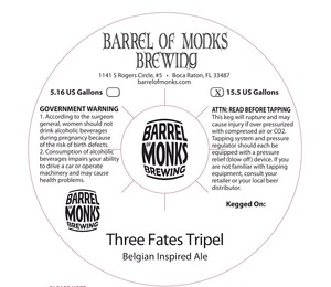 Barrel Of Monks Brewing Three Fates Tripel