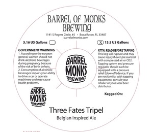 Barrel Of Monks Brewing Three Fates Tripel March 2015