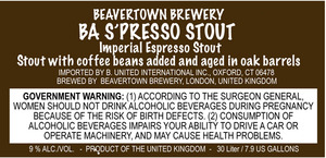 Beavertown Brewery Ba S'presso Stout March 2015