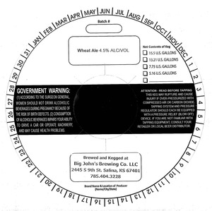 Big John's Brewing Company, LLC Wheat Ale March 2015