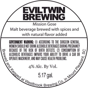 Evil Twin Brewing Mission Gose March 2015