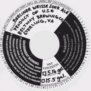 Beltway Brewing Company Berliner Weisse March 2015