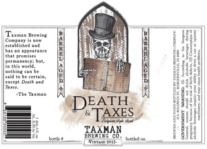 Death & Taxes Belgian Style Stout March 2015