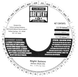 Yellow Springs Brewery Night Saison March 2015