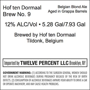 Hof Ten Dormaal Brew No. 9 March 2015