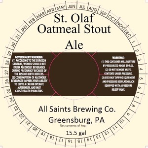 All Saints Brewing Co. Oatmeal Stout March 2015