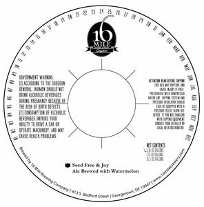 16 Mile Brewing Comany, Inc. Seed Free & Joy March 2015