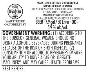 Warsteiner Edition Oktoberfest March 2015