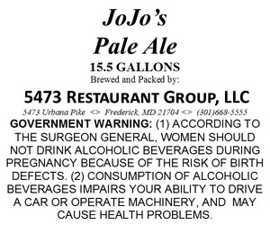 Jojo's Pale Ale March 2015