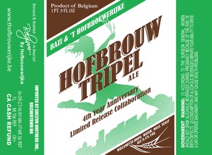 Hofbrouwerijke Hofbrouw Tripel March 2015