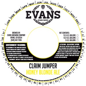 Claim Jumper Honey Blonde Ale April 2015