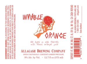 Allagash Brewing Company Invisible Orange March 2015