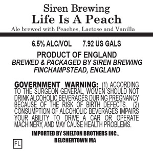 Siren Brewing Life Is A Peach