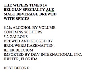 Brouwerij Kazematten Wipers Times March 2015