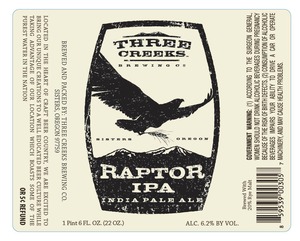 Three Creeks Brewing Co. Raptor IPA March 2015