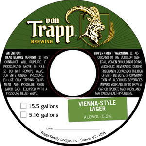 Von Trapp Brewing Vienna Style April 2015